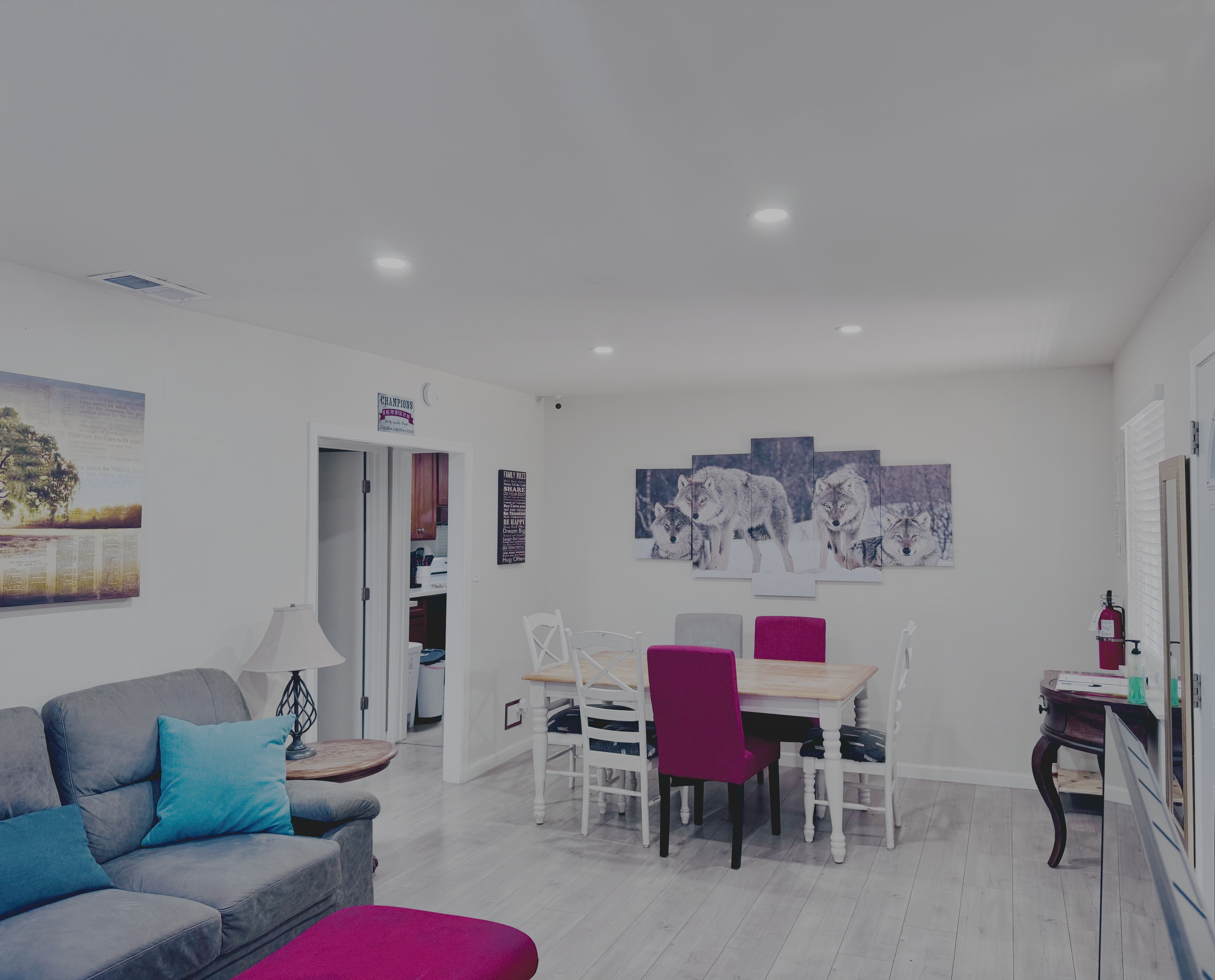 Shared dining area with a table and seating